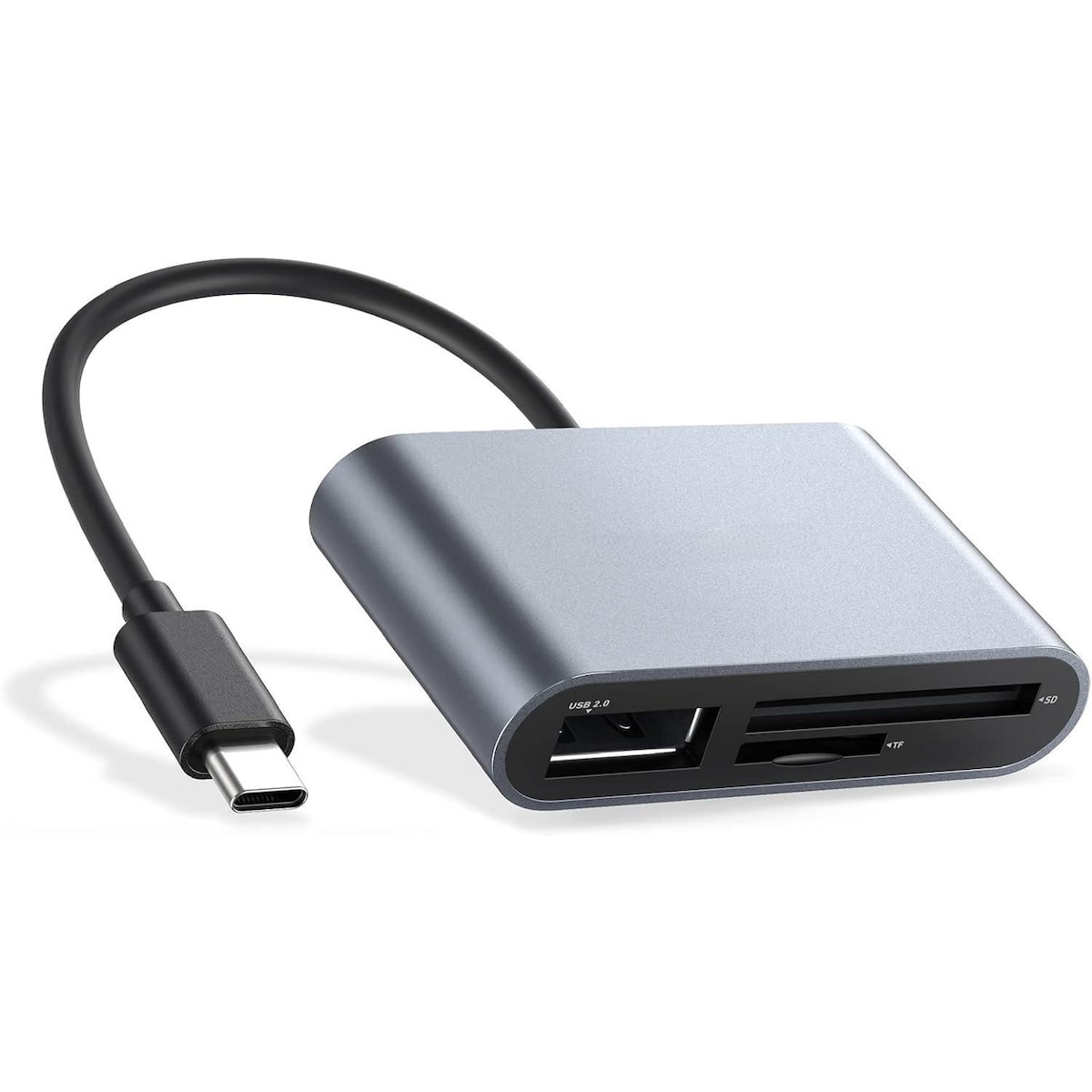 NÖRDIC USB-C kortleser 2 spor SD, MicroSD, 1xUSB-A UHS-I