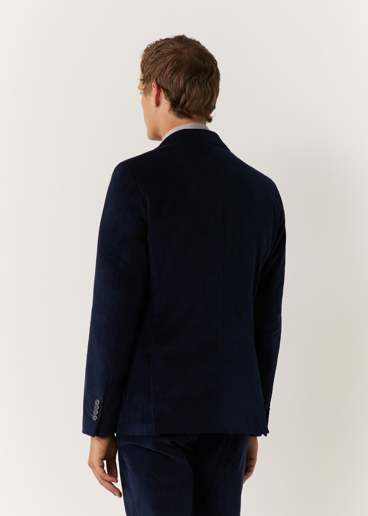 Veste coordonnable Regular en velours côtelé uni bleu marine