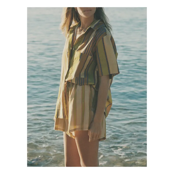 Soleil Soleil Short Abbey Rayures Lin | Marron