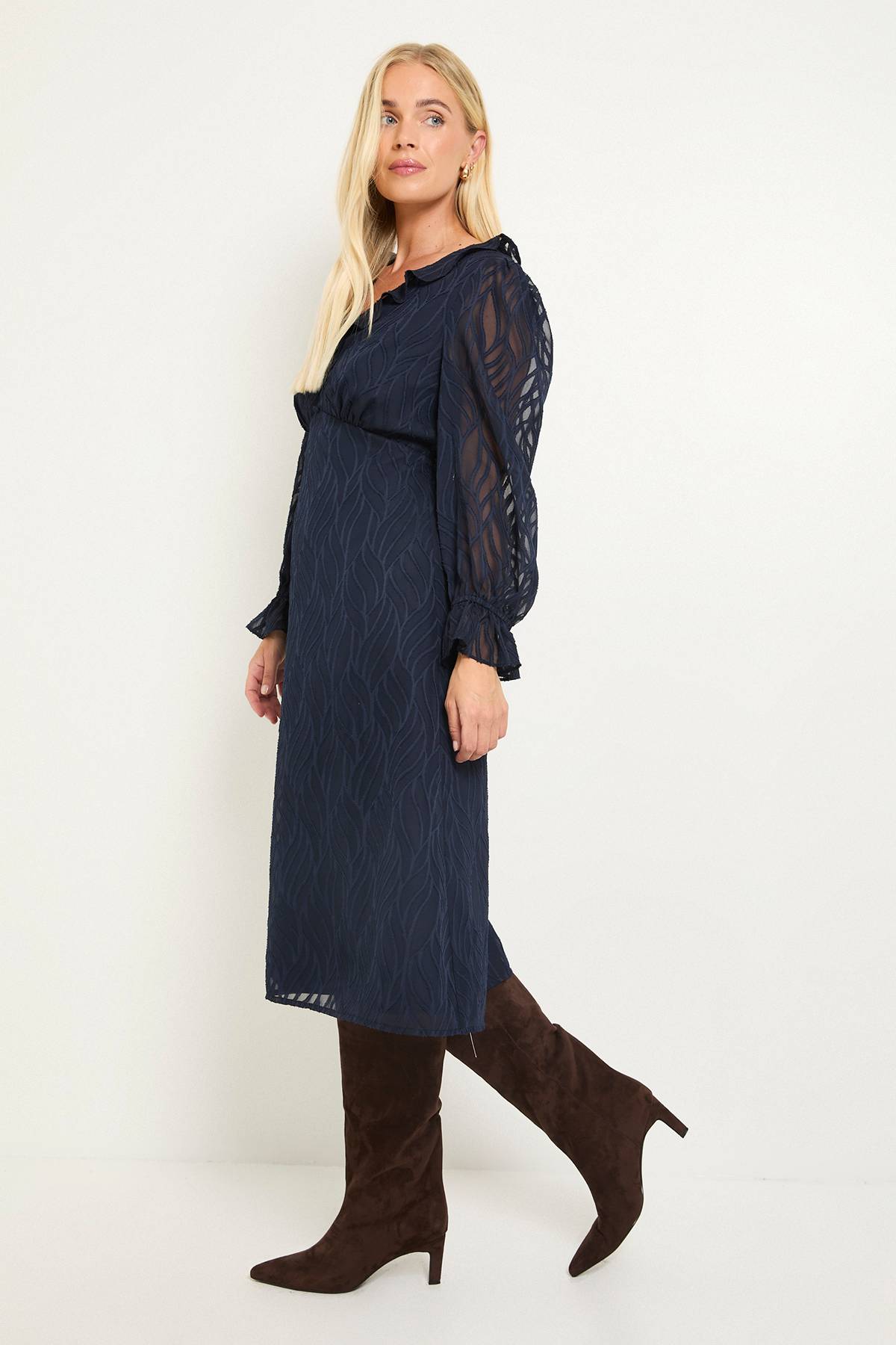 Wallis Robe Midi À Volants En Dévoré Petite Taille