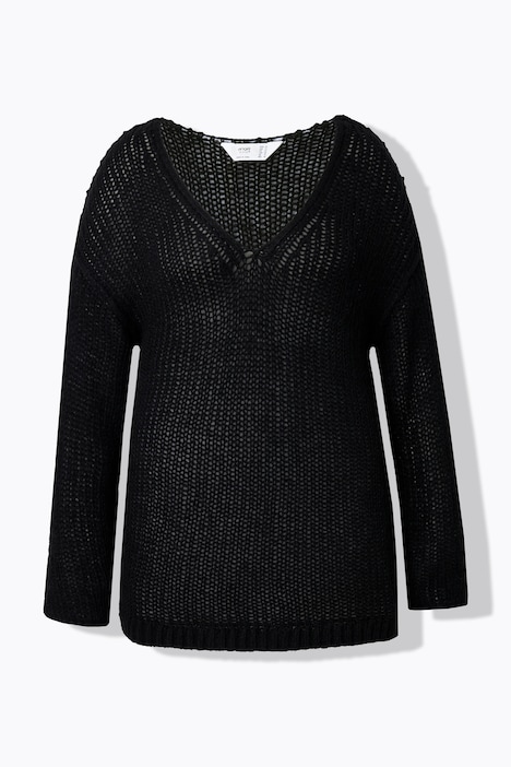 Pullover, oversized, Ballonärmel, V-Ausschnitt.