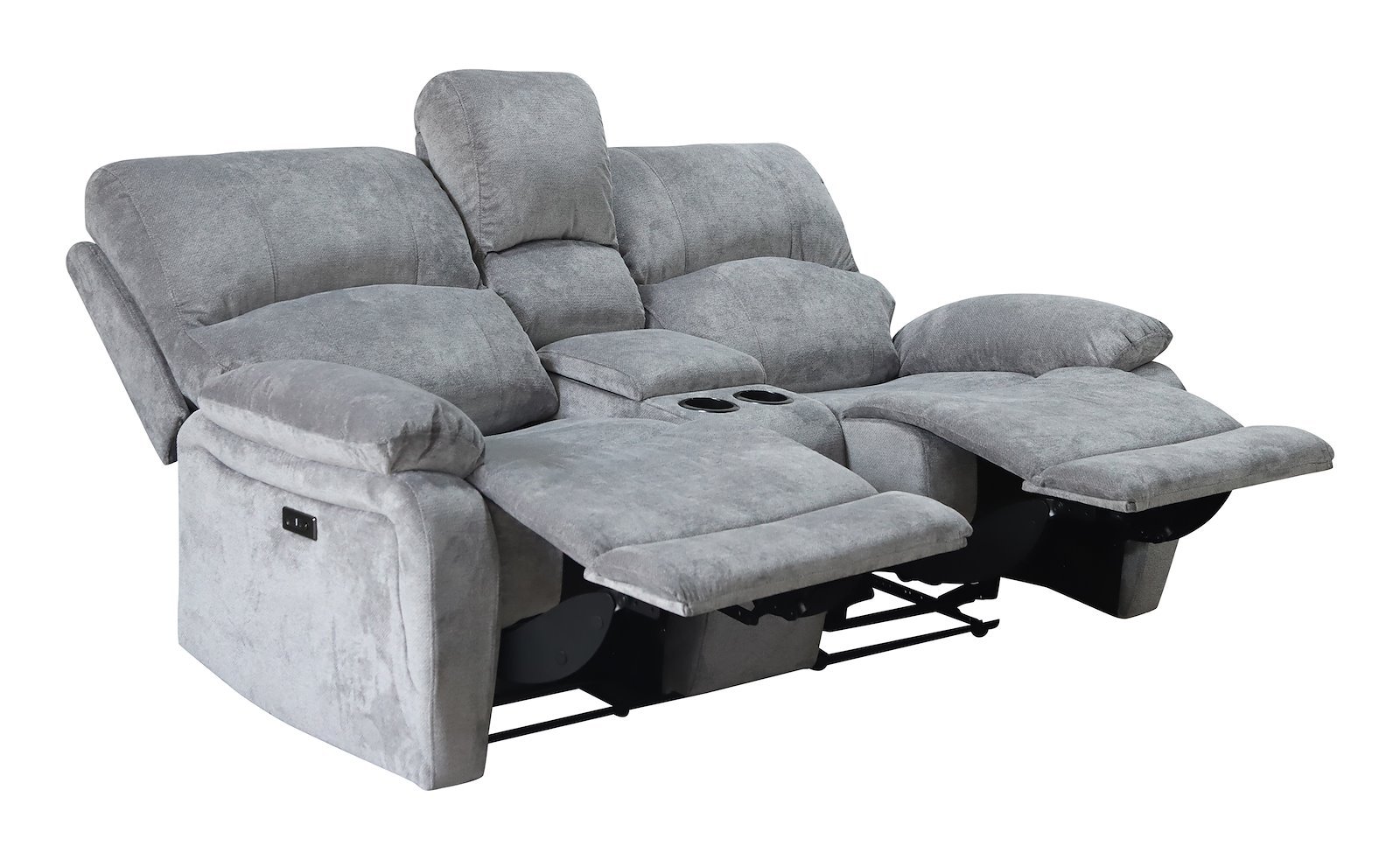 Denver 2-seter TV sofa Tekstil Slowly Grå. Med midtkonsoll, elektrisk regulering
