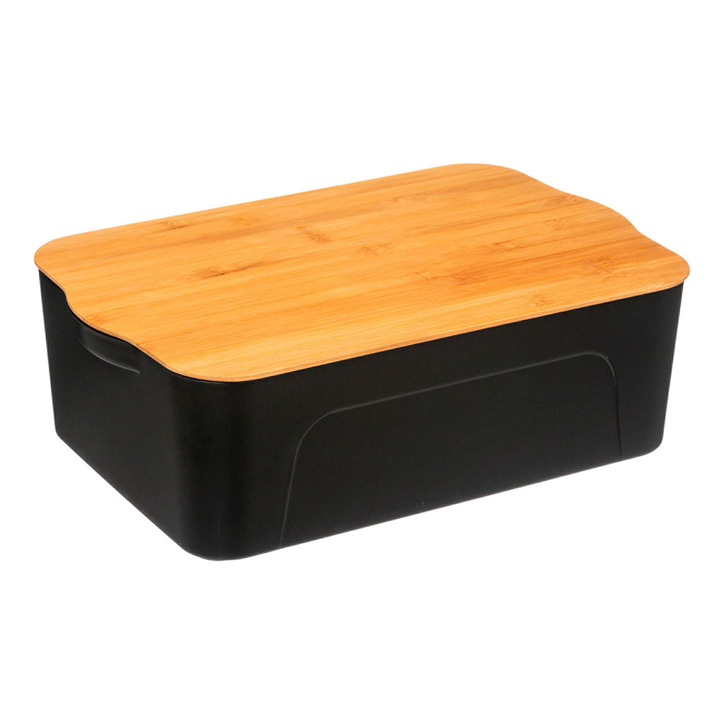 Boîte alimentaire noire couvercle bambou 13.5L