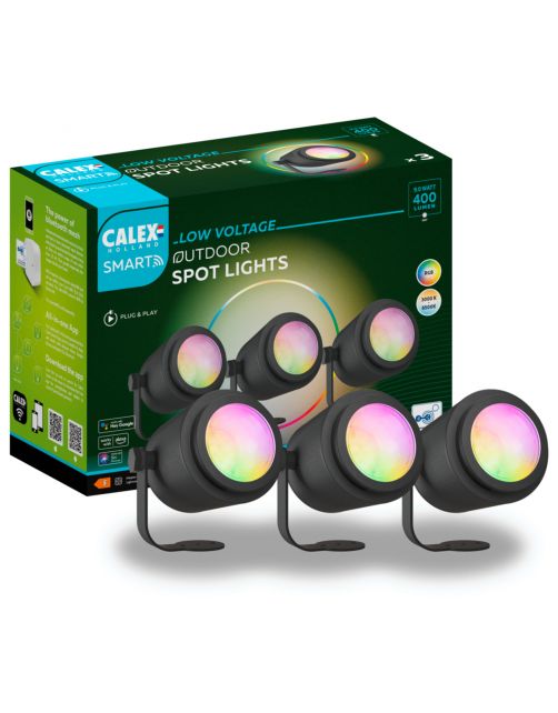Calex Smart Outdoor Spotlights 24v - Tuinverlichting - 780 g Multi-Color 3 stuks 24v