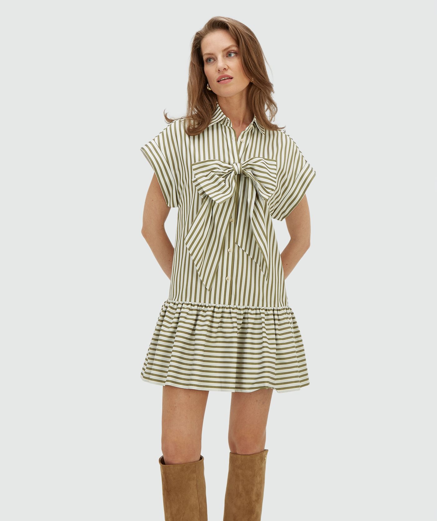 JV-CATO oversized blousejurk met strepen - dark pistachio stripe