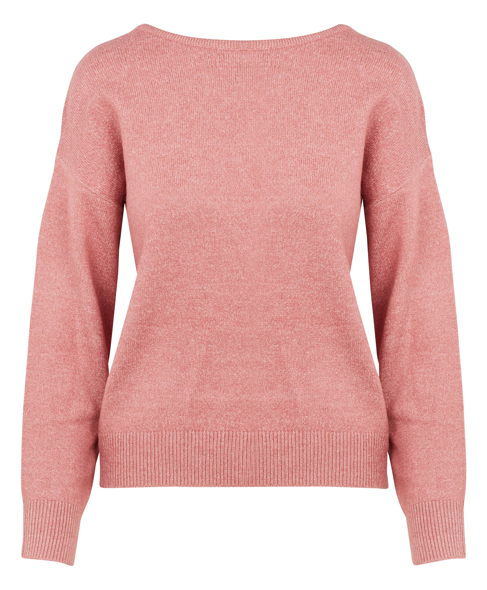 Pull col rond en maille mélangée| Rose