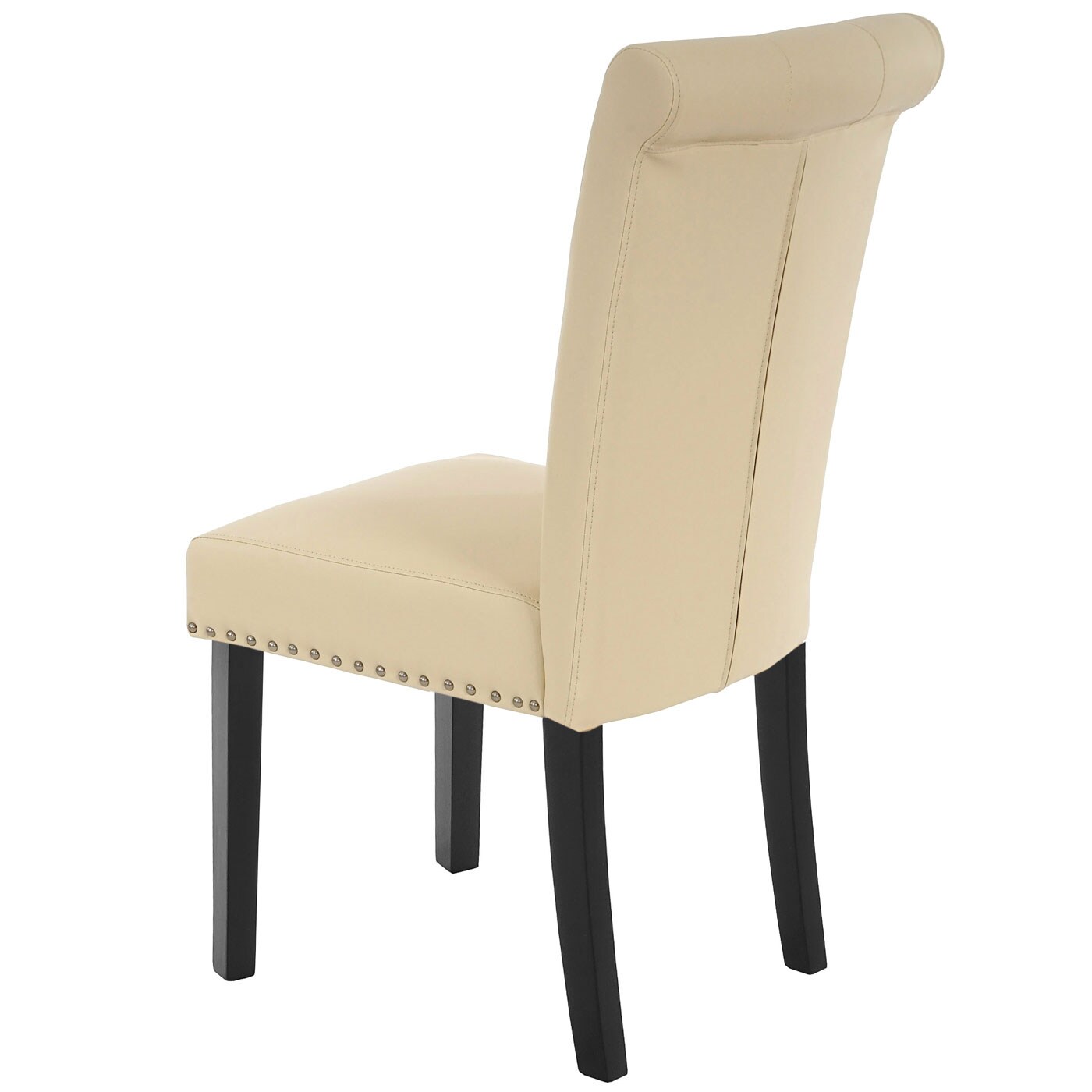 6er-Set Esszimmerstuhl Chesterfield Edinburgh II, Stuhl Küchenstuhl, Nieten ~ Kunstleder, creme, dunkle Beine