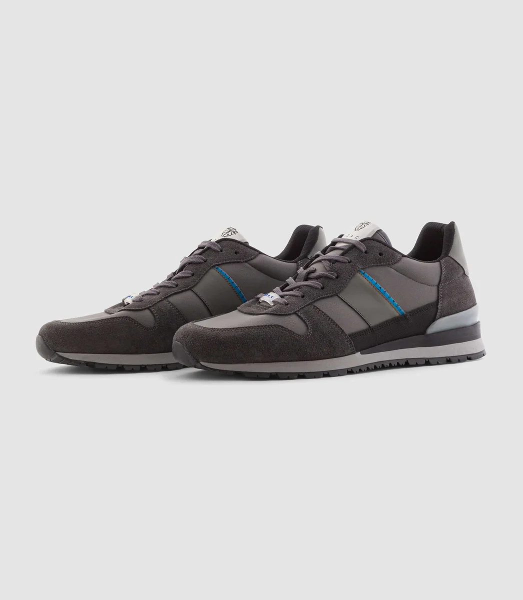 Sneakers cuir et textile grise 