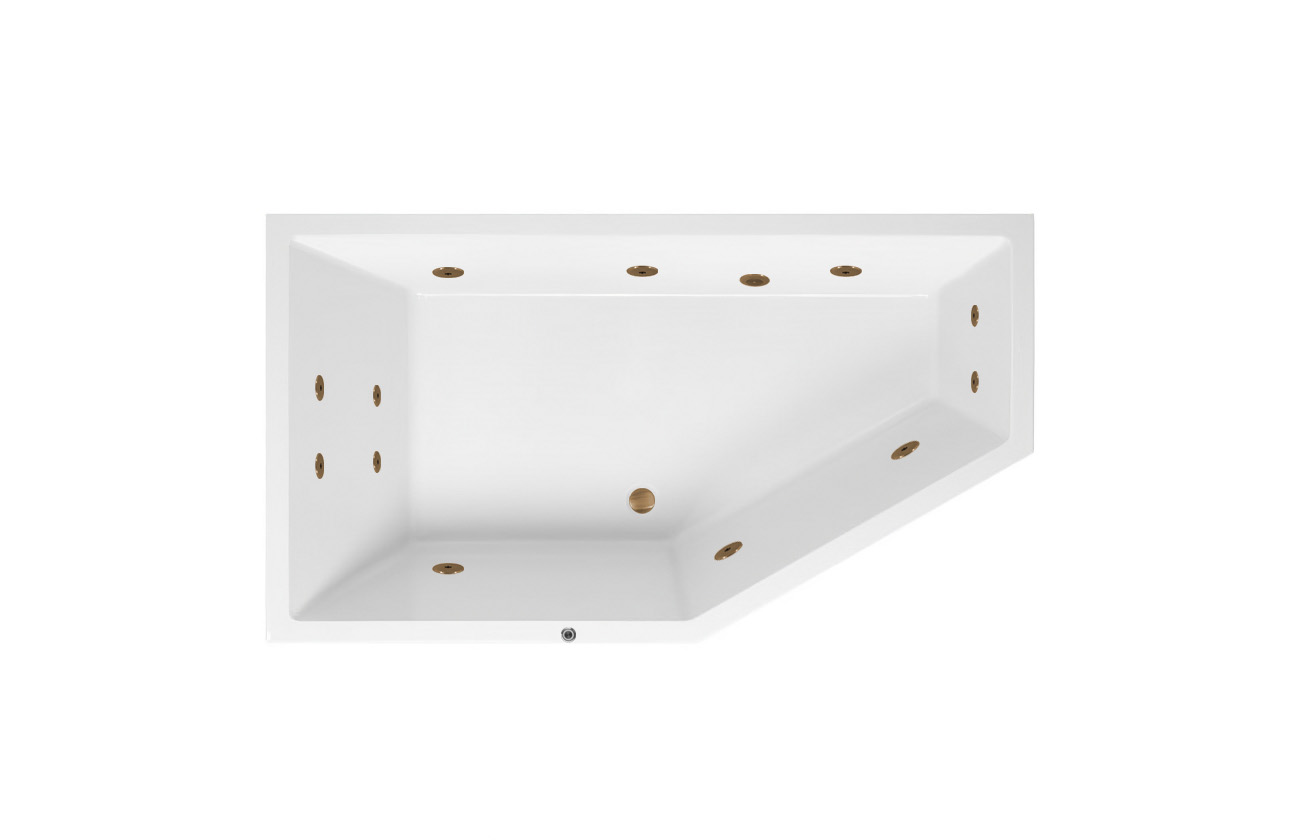 Lambini Designs Florence bubbelbad 160x90cm elektronisch links met 6 4 2 hydrojets goud