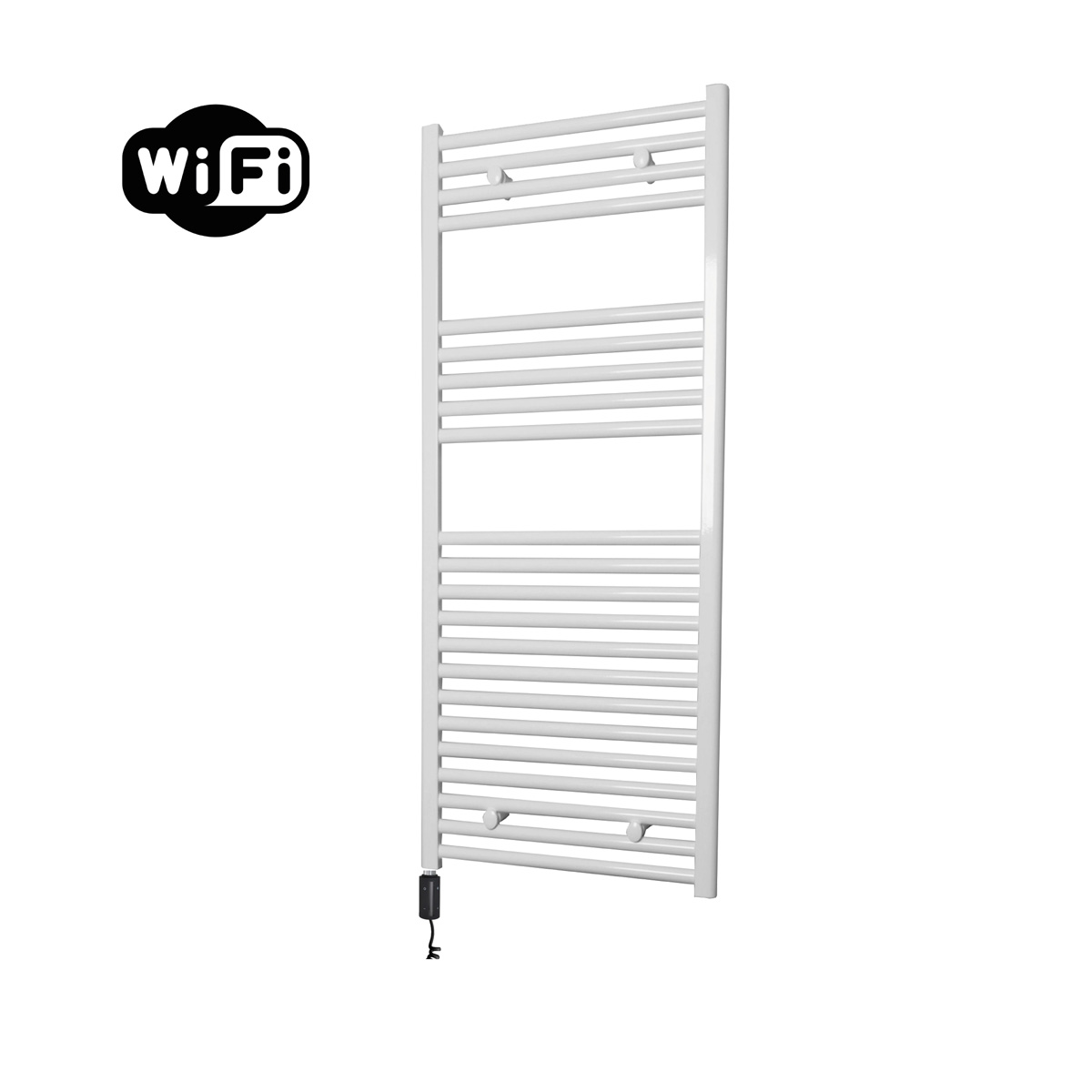 Sanicare elektrische design radiator 60x112cm wit met WiFi en thermostaat links zwart
