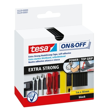 Tesa klittenband extra sterk zwart 50 mm 1 meter