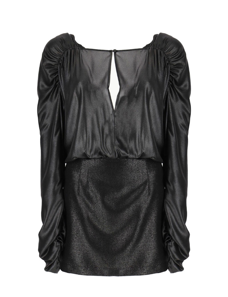 IMPERIAL ROBE BI-MATIÈRE EFFET SATIN NOIR