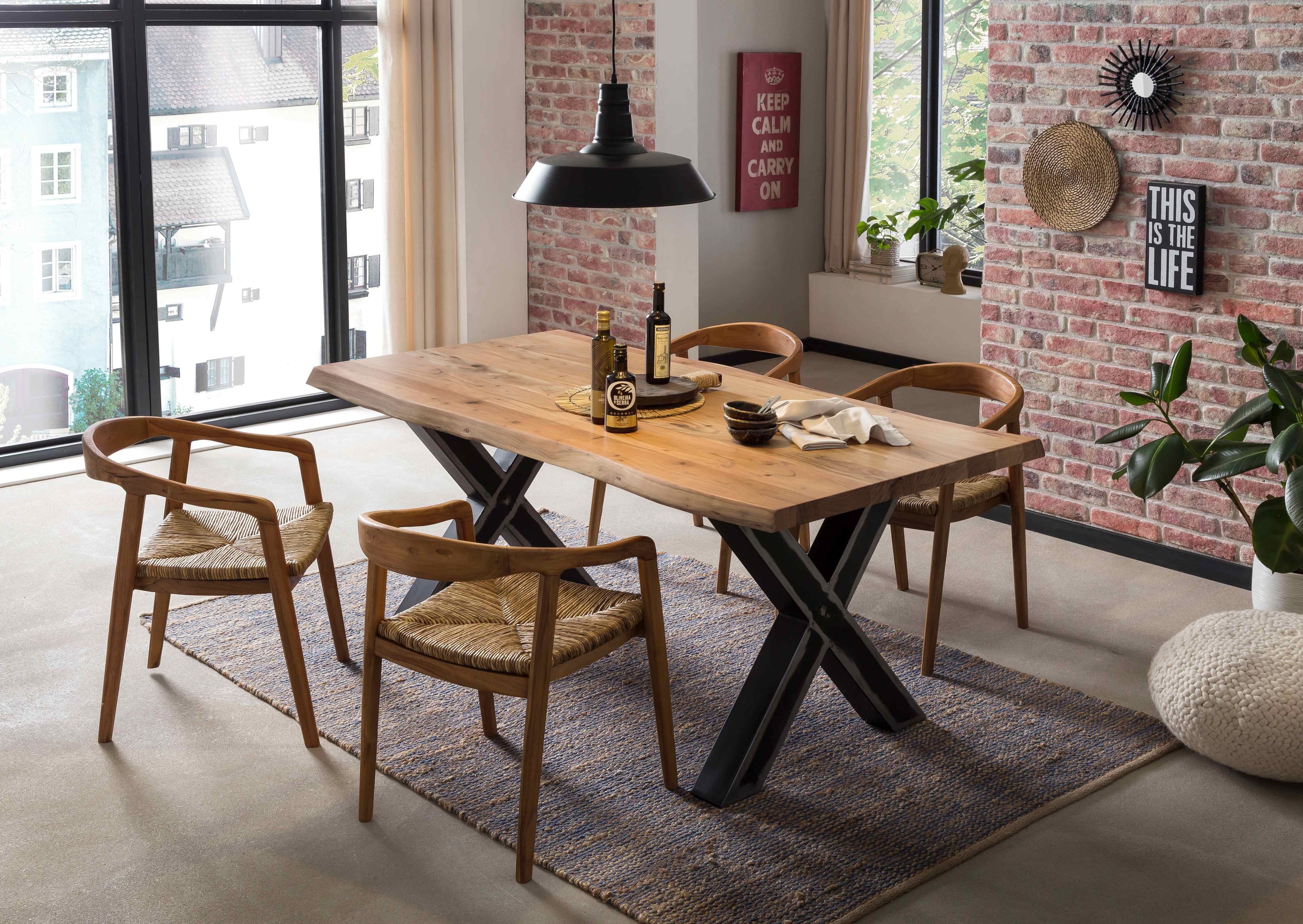 Armlehnstuhl Teakholz Essstuhl Küchenstuhl Wohnzimmer Küche Esszimmer Stuhl