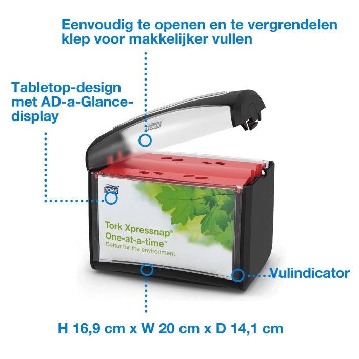Tork 272611 Xpressnap Tabletop, dispenser zwart N4 Signature Line (272611)