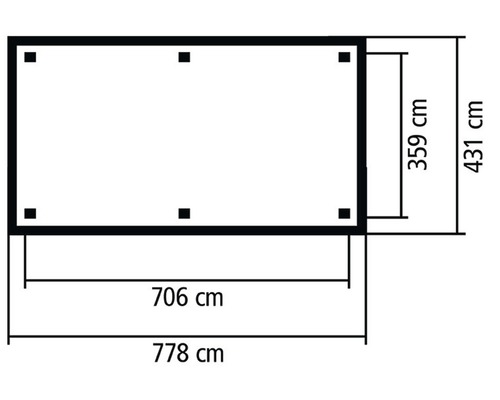 Enkele carport Karibu Kerben 3 778x431 cm drukgeïmpregneerd