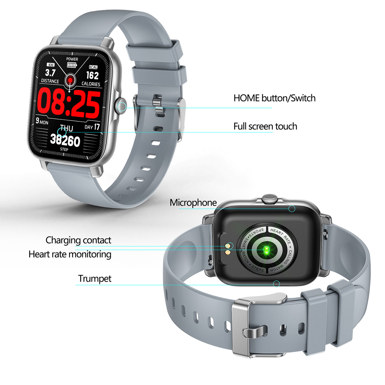 Onamaste Montre connectée multifonctions grise