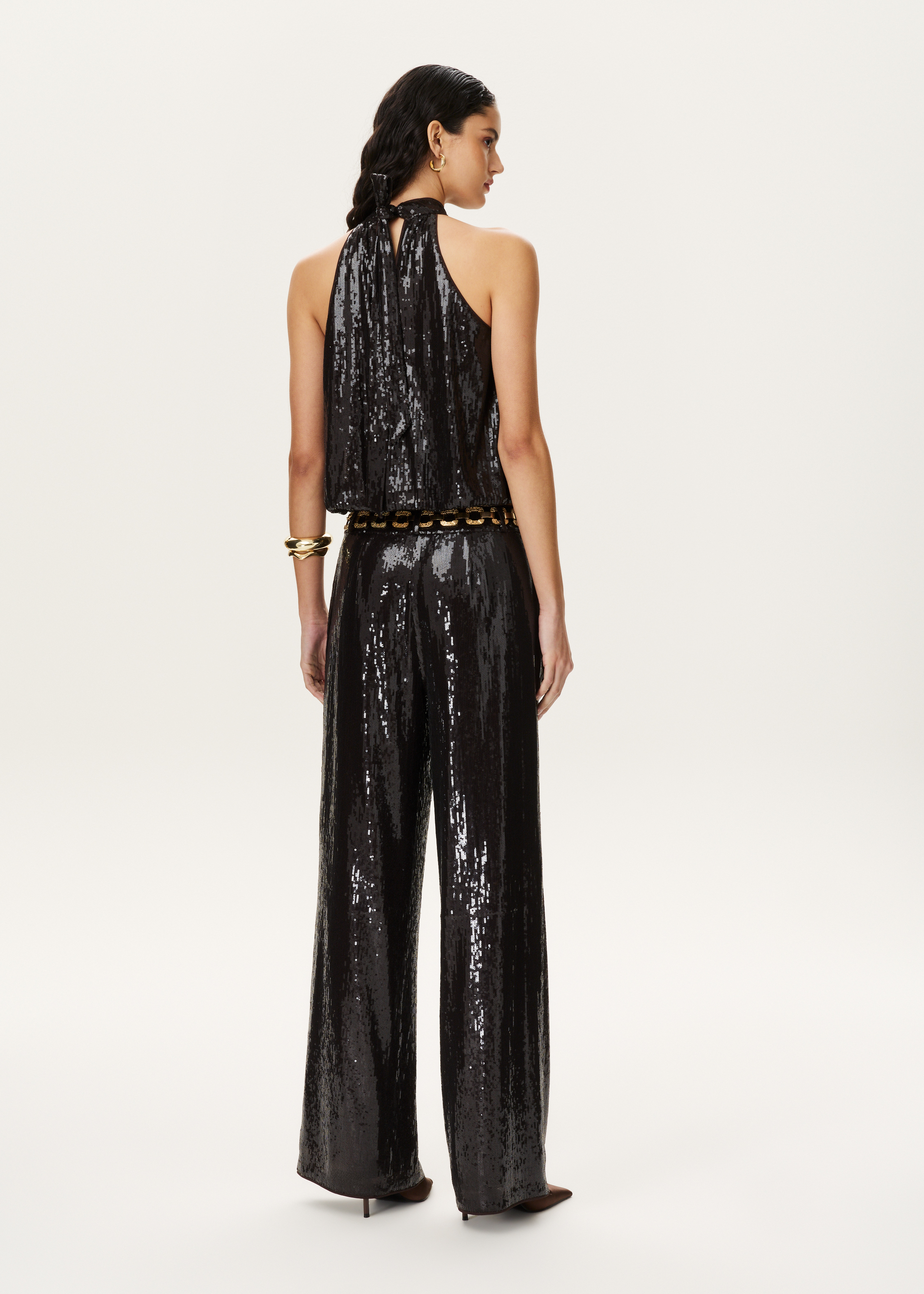Sequin wide leg broek