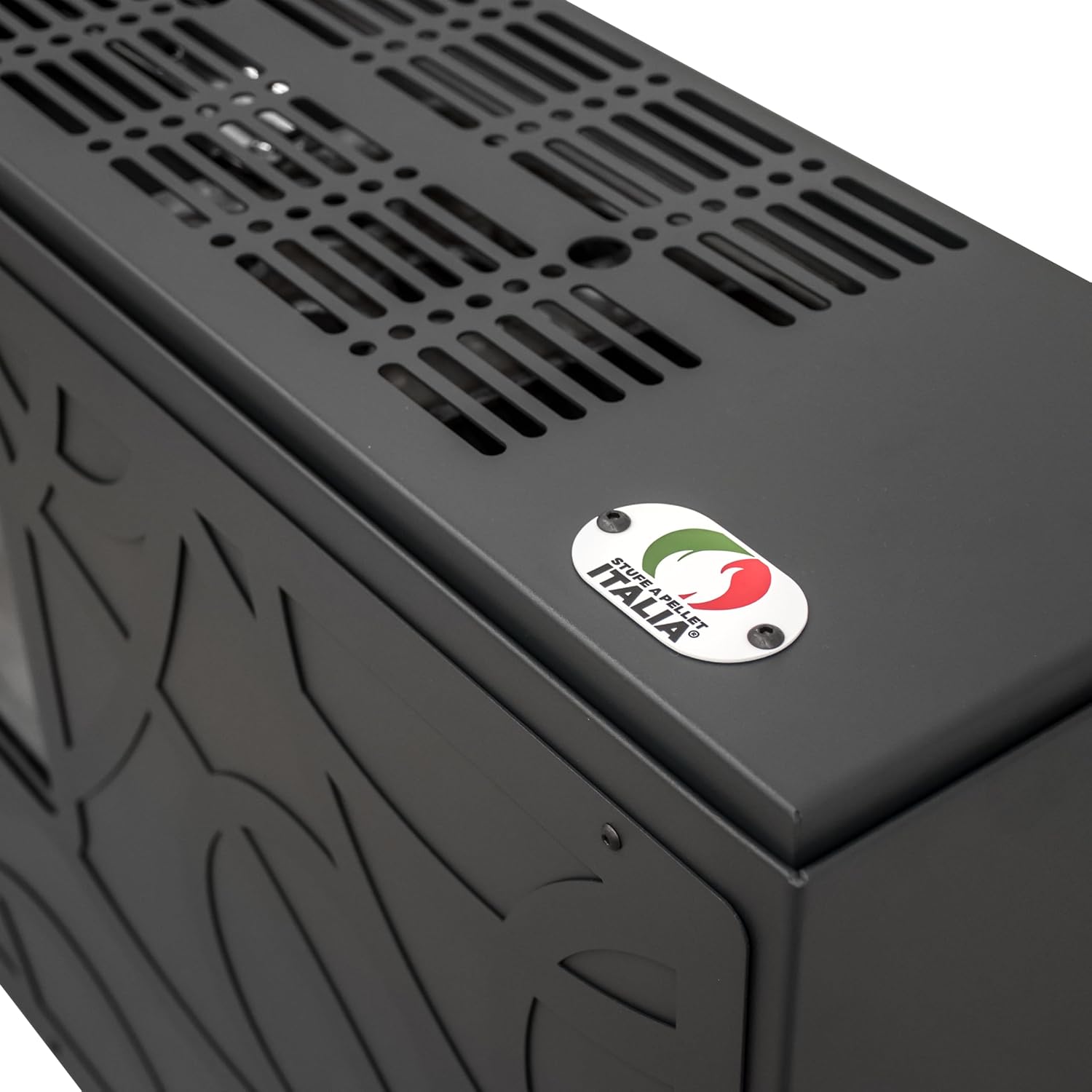 STUFE A PELLET ITALIA Super Slim 7 KW | Pelletöfen mit Belüftung Modernes und Kompaktes Design Effizienz 91% Heizt 70m² Autonomie 18 Sdt Programmierbar 5 Kräfte 24 Monate Garantie Schwarz