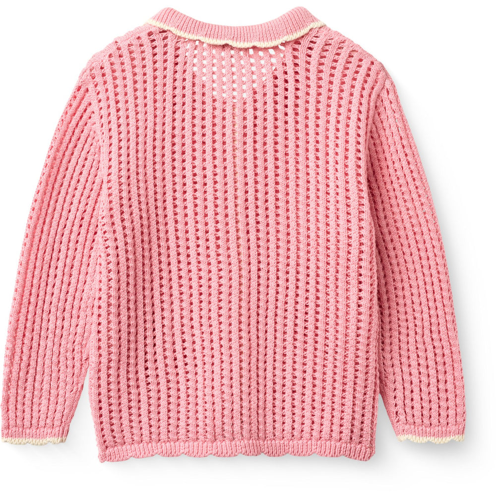 Køb COPENHAGEN COLORS Pink W Cream Crochet Ls Cardigan