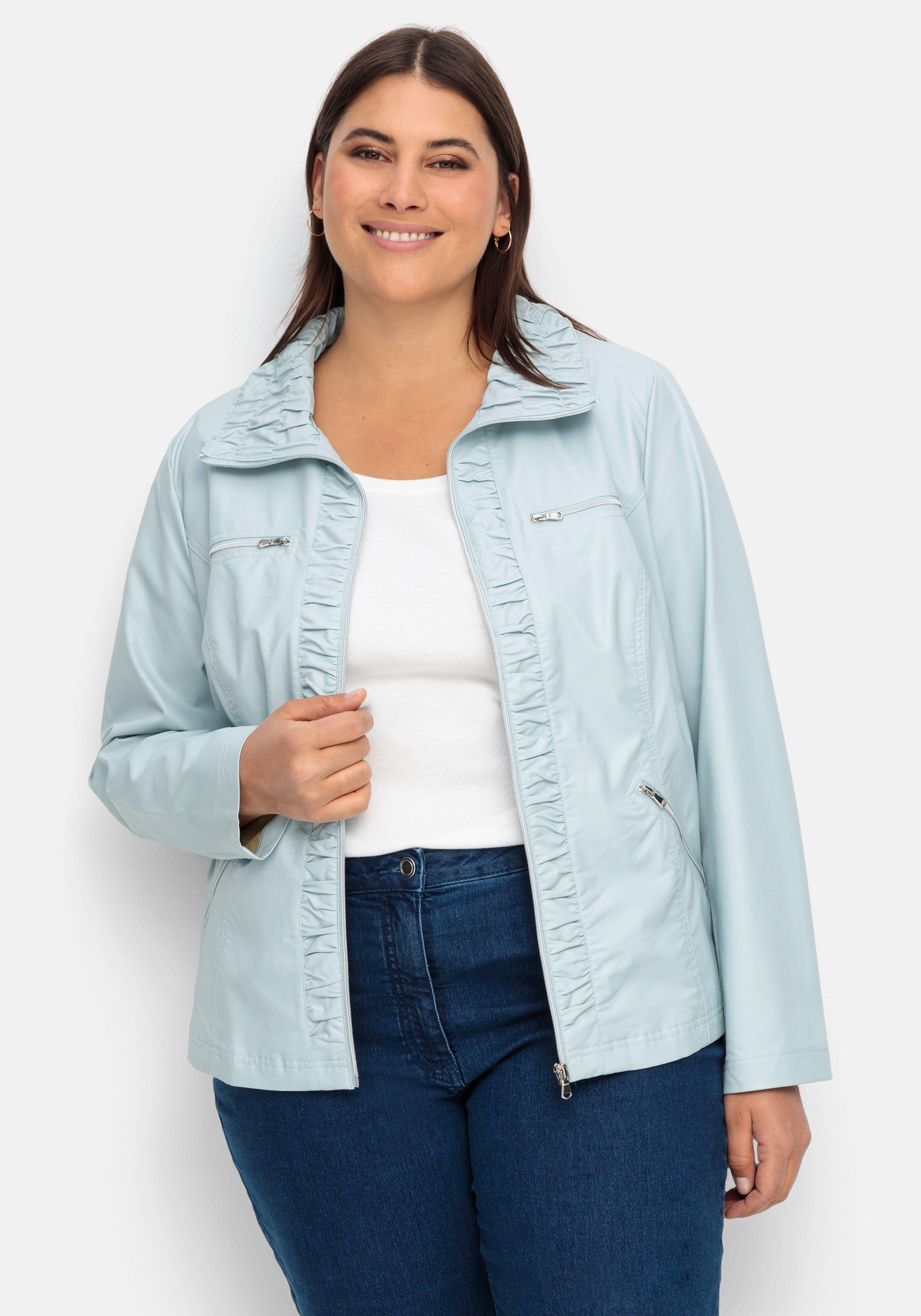 Jacke in Lederoptik, mit gerafften Details