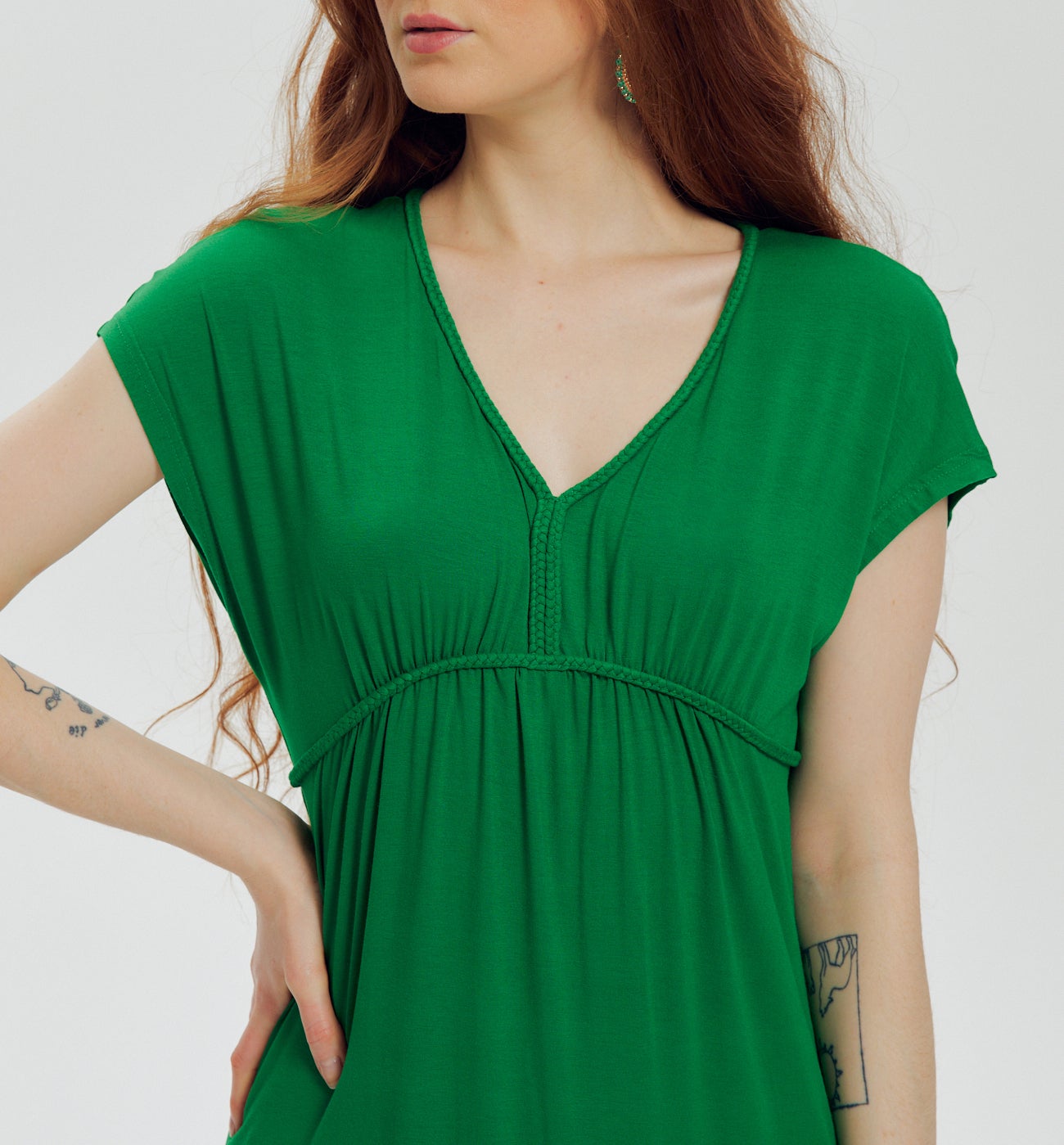 Robe mi-longue en jersey - Vert