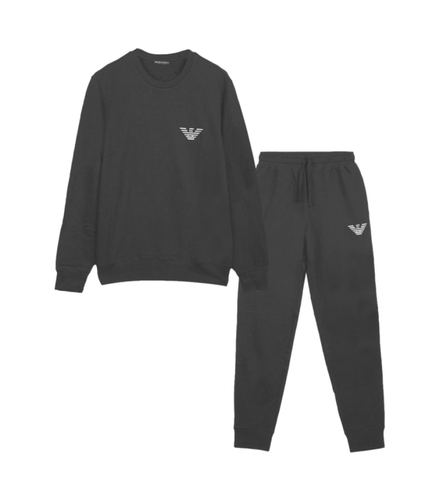 Conjunto de pijama preto Emporio Armani
