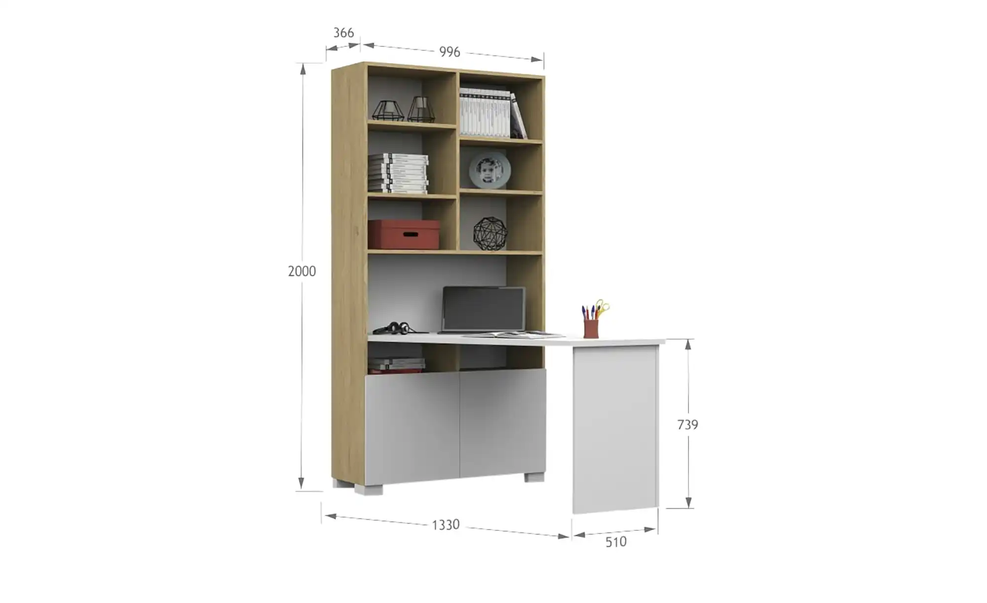 Schreibtischregal Uni Oak