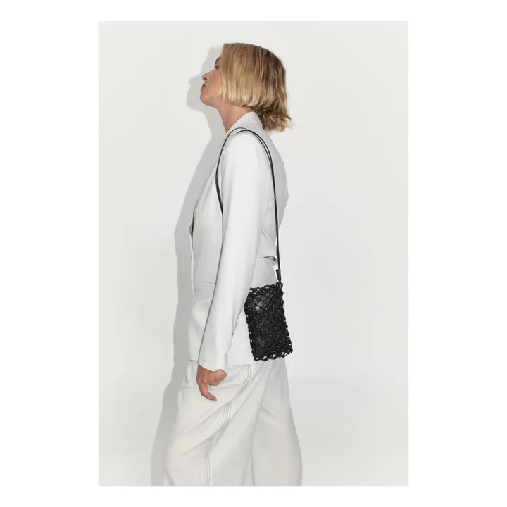 St Agni Porte Téléphone Macrame Sling Cuir | Noir
