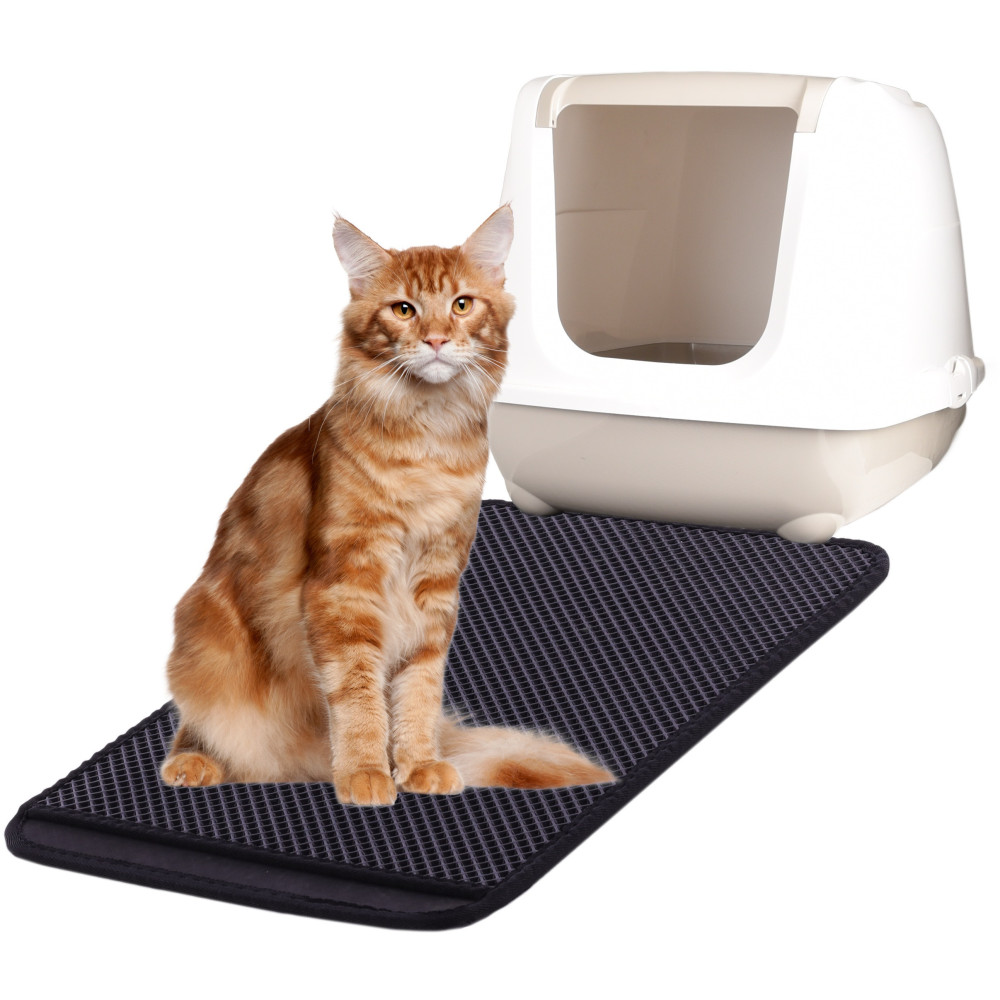 Tapis pour bac a litière noir 61 x 41,5 x 1,3 cm pour chat