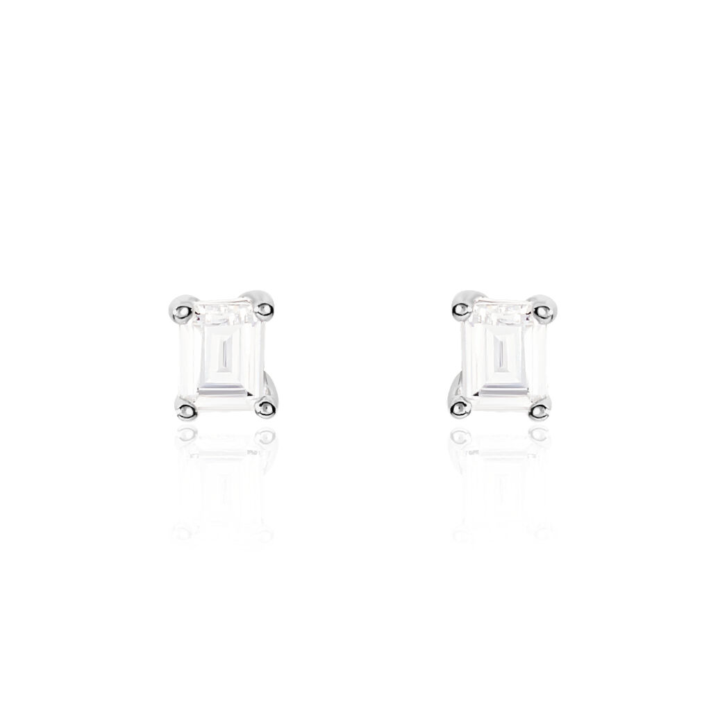 Boucles D'oreilles Puces Mathilda Argent Blanc Oxyde De Zirconium