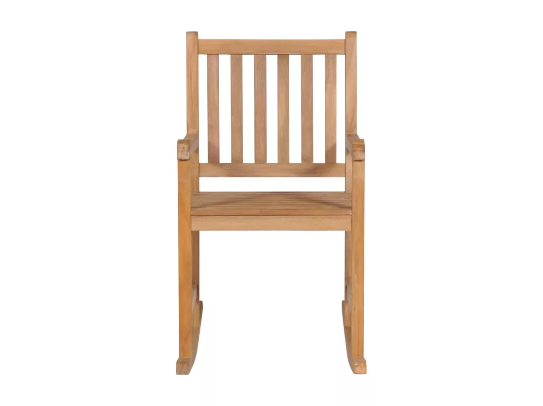 Chaise à bascule avec coussin bleu clair Bois de teck solide