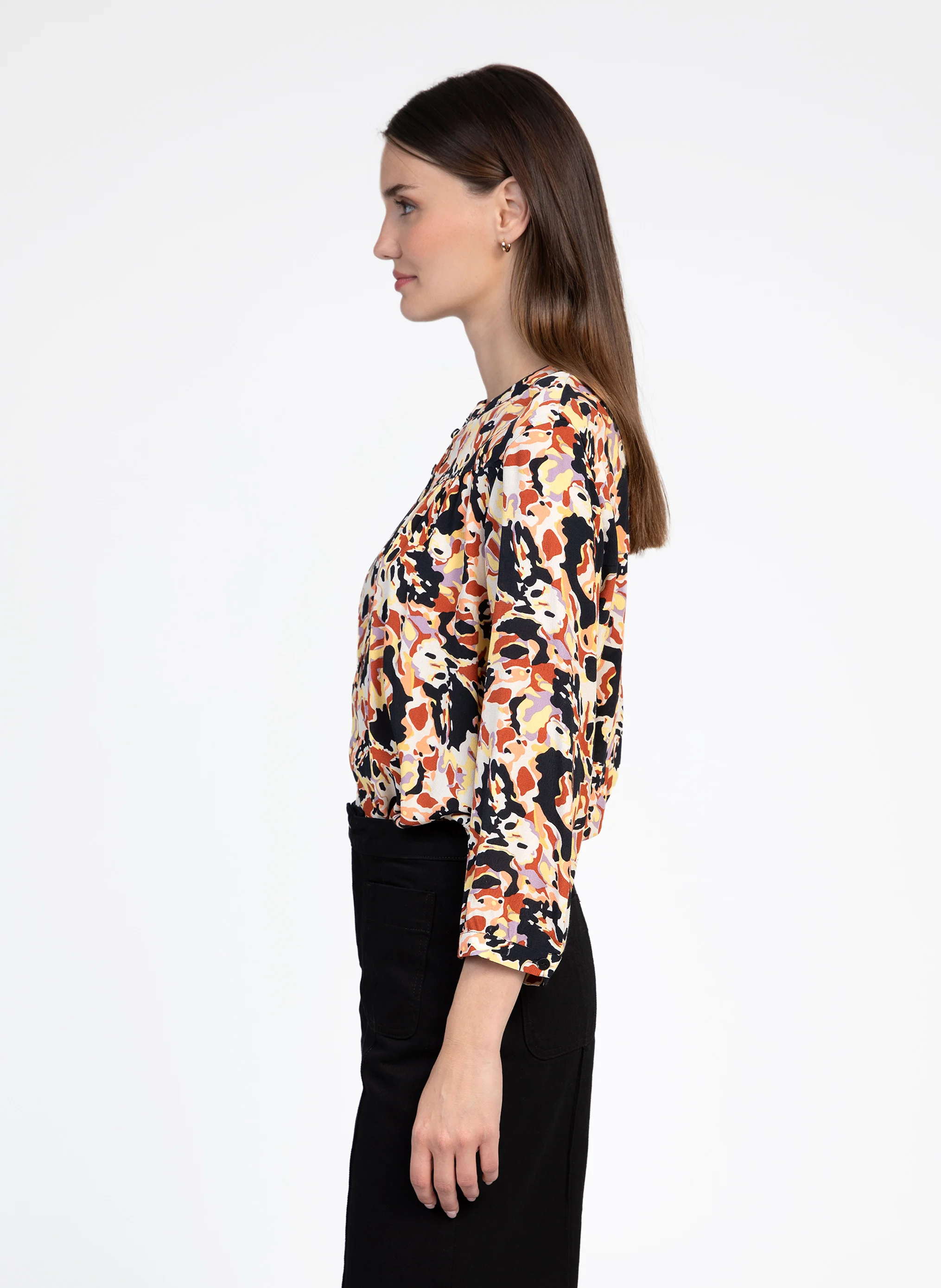KOTIE - Blouse col rond imprimée | Multicolore