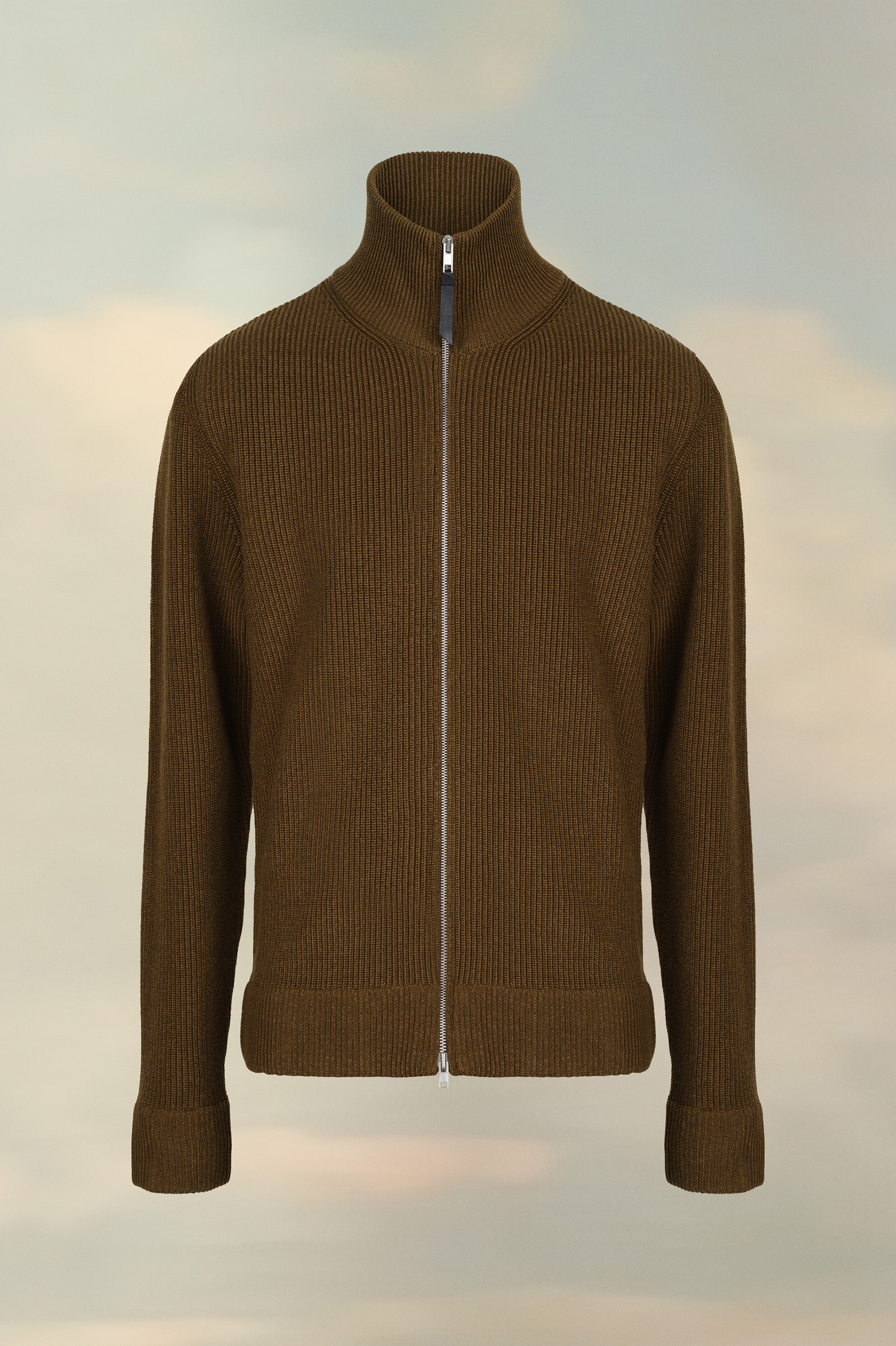 Cardigan zippé en maille Olive