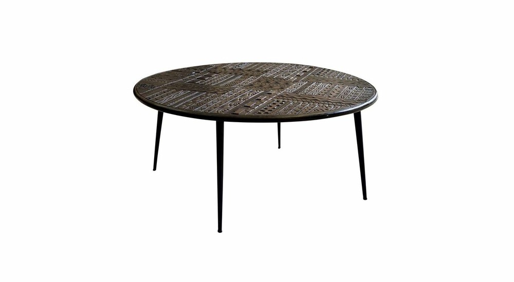 Table basse bois, fer marron 100x100x45cm - bois-fer