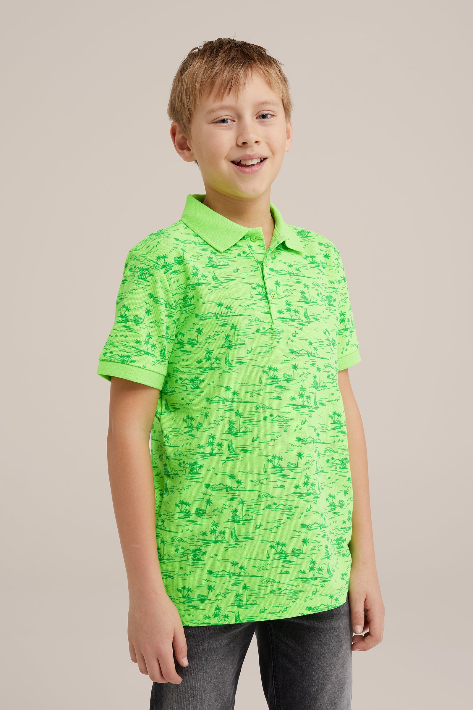 Jongens polo met dessin WE Fashion Felgroen
