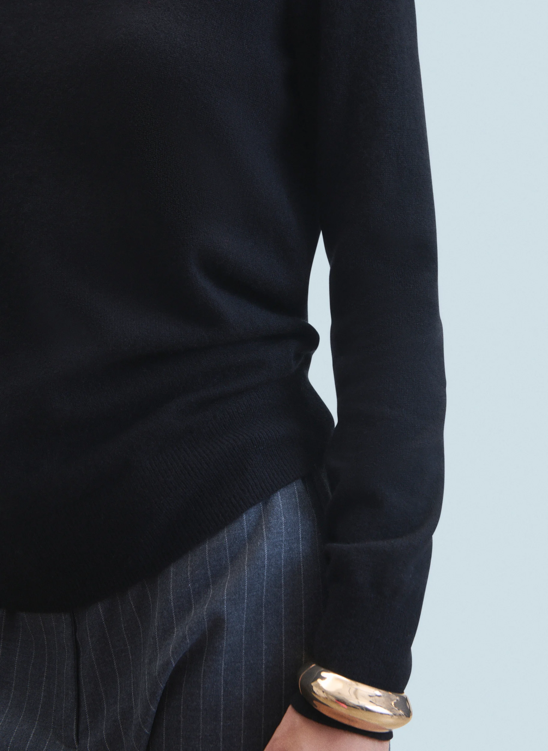 Pull droit col rond en cachemire | Noir