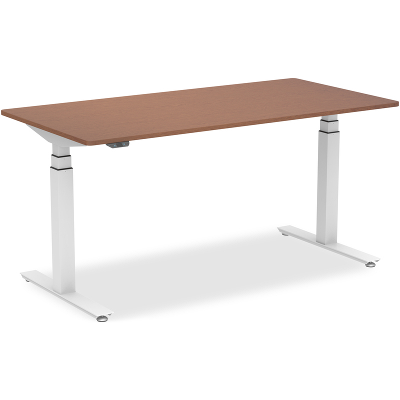 Elektrisch höhenverstellbarer Schreibtisch VEROM, Gestellfarbe weiss, 180 x 80 cm, Furnier Eiche