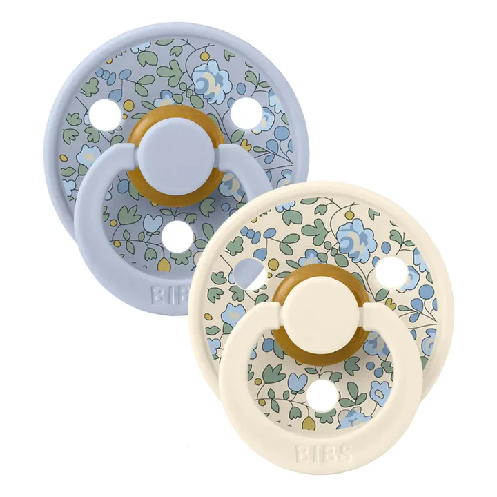 Bibs Tétines en caoutchouc naturel Bibs x Liberty - Set de 2 | Bleu ciel