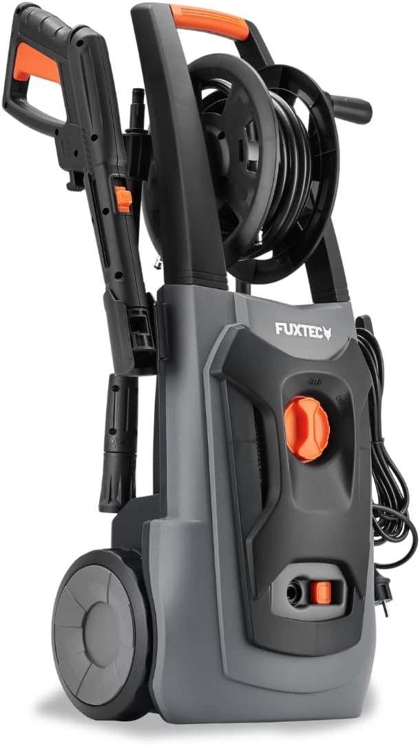 FUXTEC Hochdruckreiniger FX-HDR1800, Flächenreiniger mit 6m Hochdruckschlauch, 130 bar Arbeitsdruck, Fördermenge 420l/h, 1800W Leistung, verschiedene Sprühmuster, integrierter Reinigungstank