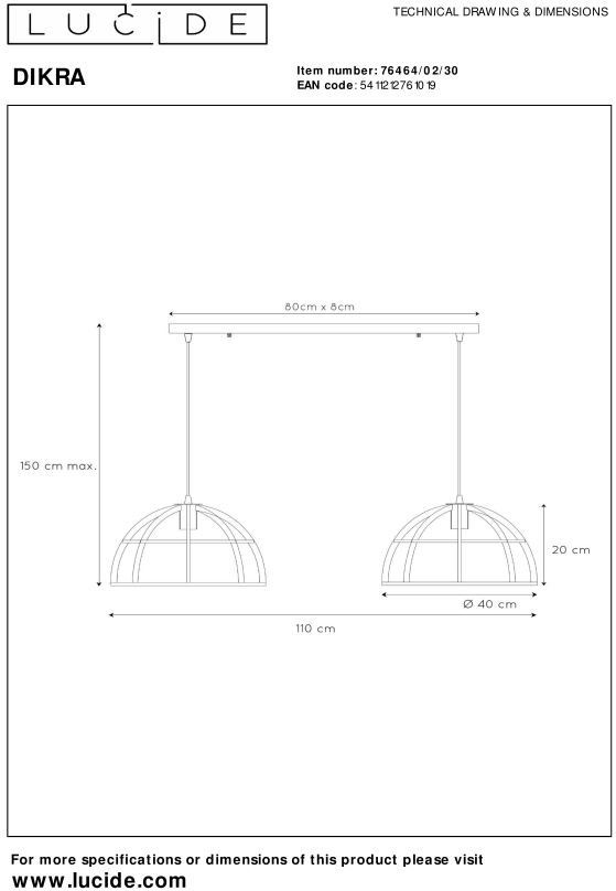 Lucide   Dikra Hanglamp
