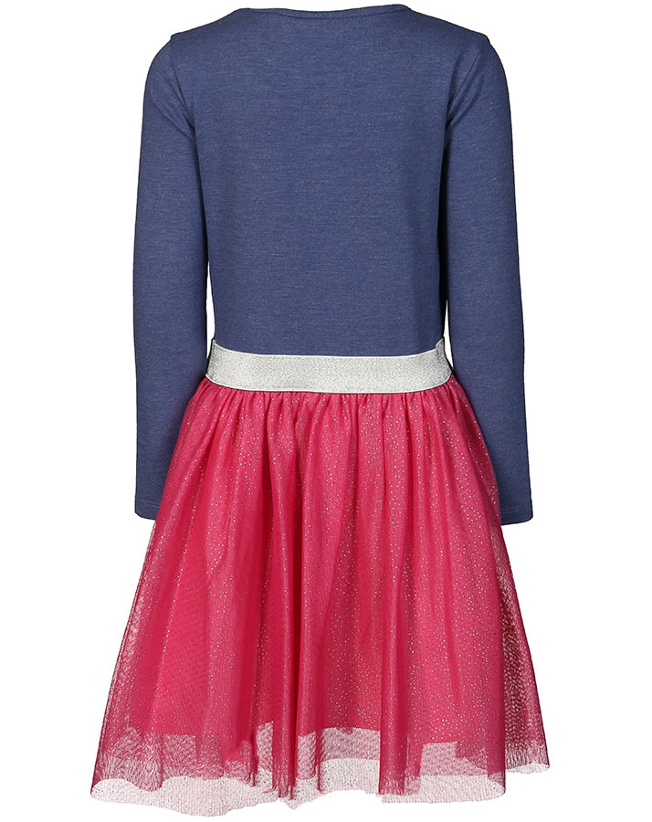 Kleid COLORFUL BIRD mit Tüllrock in blau/pink