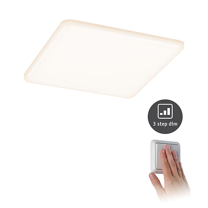 Panneau LED à encastrer Varifit Veluna 1900lm 17w IP44 L.18,5 x l.18,5 cm blanc chaud Paulmann transparent