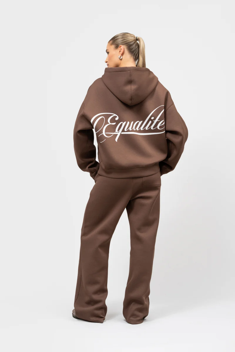 Equalité Yuki Oversized Scuba Full Zip Hoodie Dames Bruin
