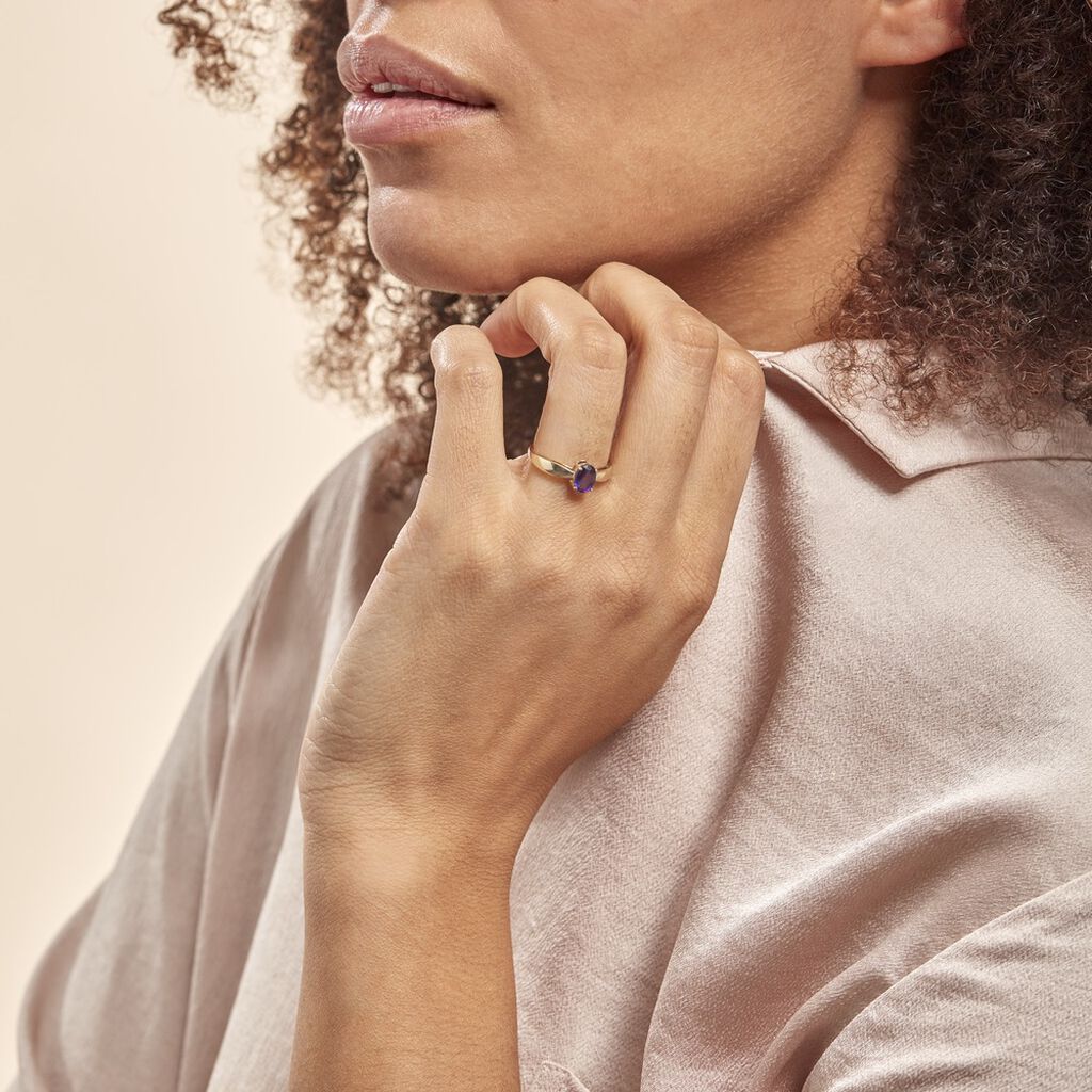Bague Solitaire Arzula Or Jaune Amethyste