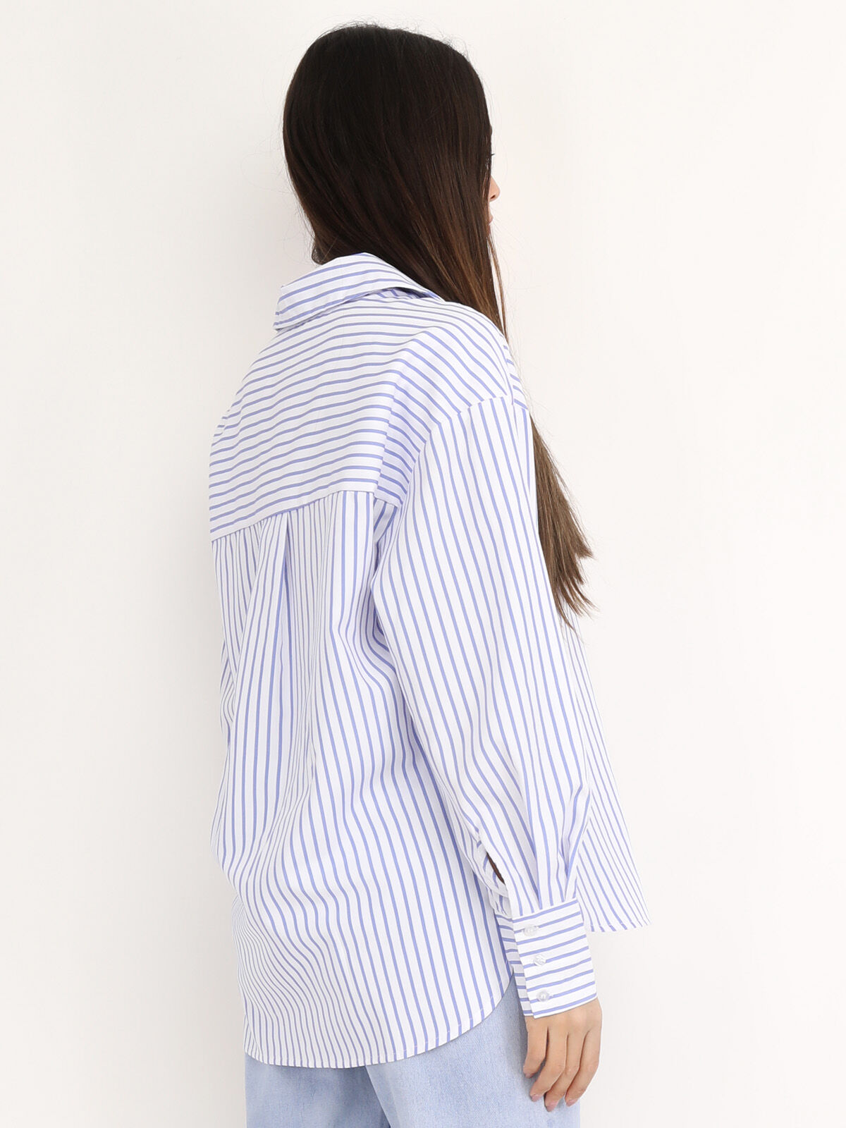 Chemise asymétrique à rayures- Blanc