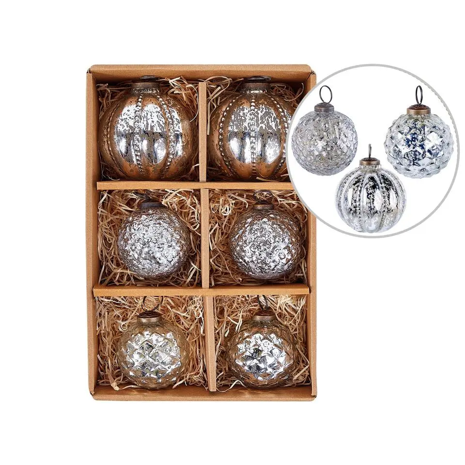 ARGENTIN - Kerstballen set van 6 - Zilver - Glas