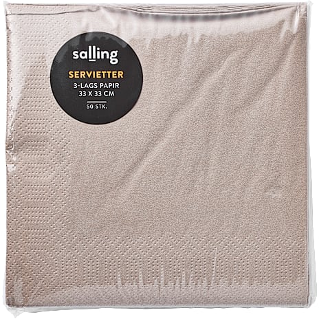 Salling ensfarvede servietter 33x33 cm 50-pak - sand