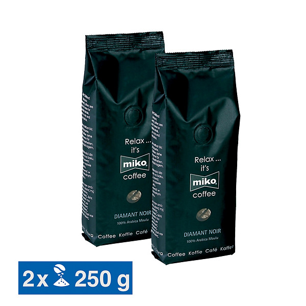 Café moulu Miko Diamant Noir, 100% arabica, 2 x 250 g