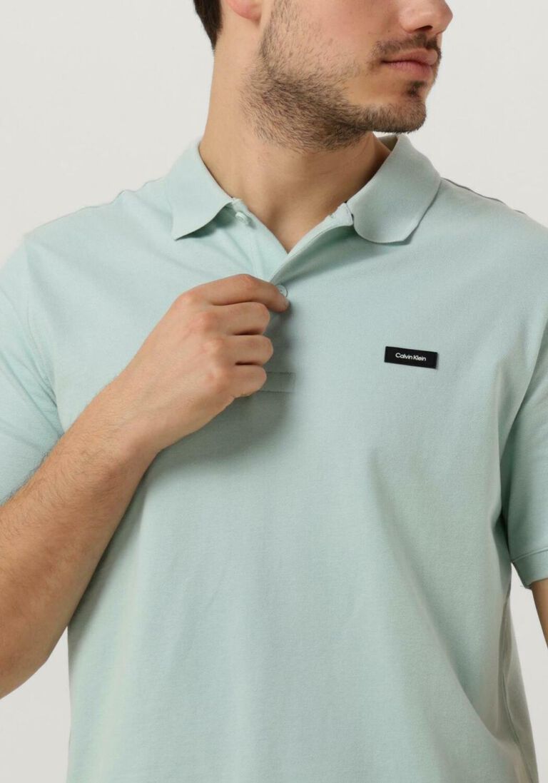 CALVIN KLEIN lichtblauwe calvin klein polo stretch pique slim button polo