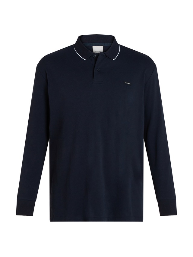Calvin Klein Big&Tall Langarm-Poloshirt »BT_STRETCH PIQUE TIPPING LS POLO«, in grossen Grössen mit Logopatch